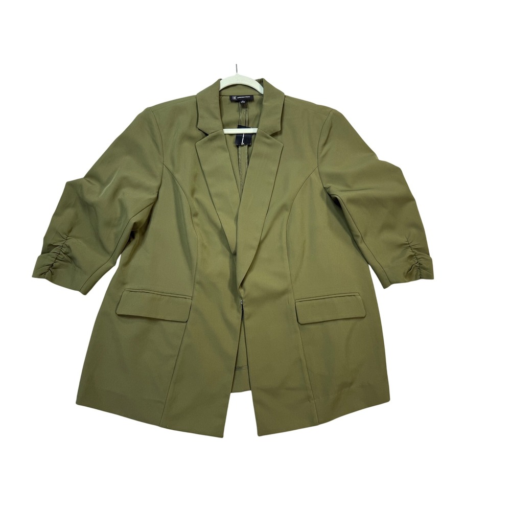 INCβ Blazer Womens 2X Burnt Olive New 3/4 Ruched Sleeve Open Front J100035526W